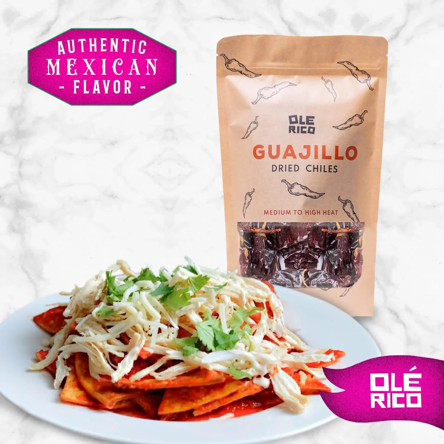 OLÉ RICO - Dried Chile Peppers 3 Pack Bundle (12 oz Total) - Ancho Chiles, Guajillo Chiles and Arbol Chiles - The Spicy Trio - Great For Mexican Recipes - Packaged In Resealable Bags