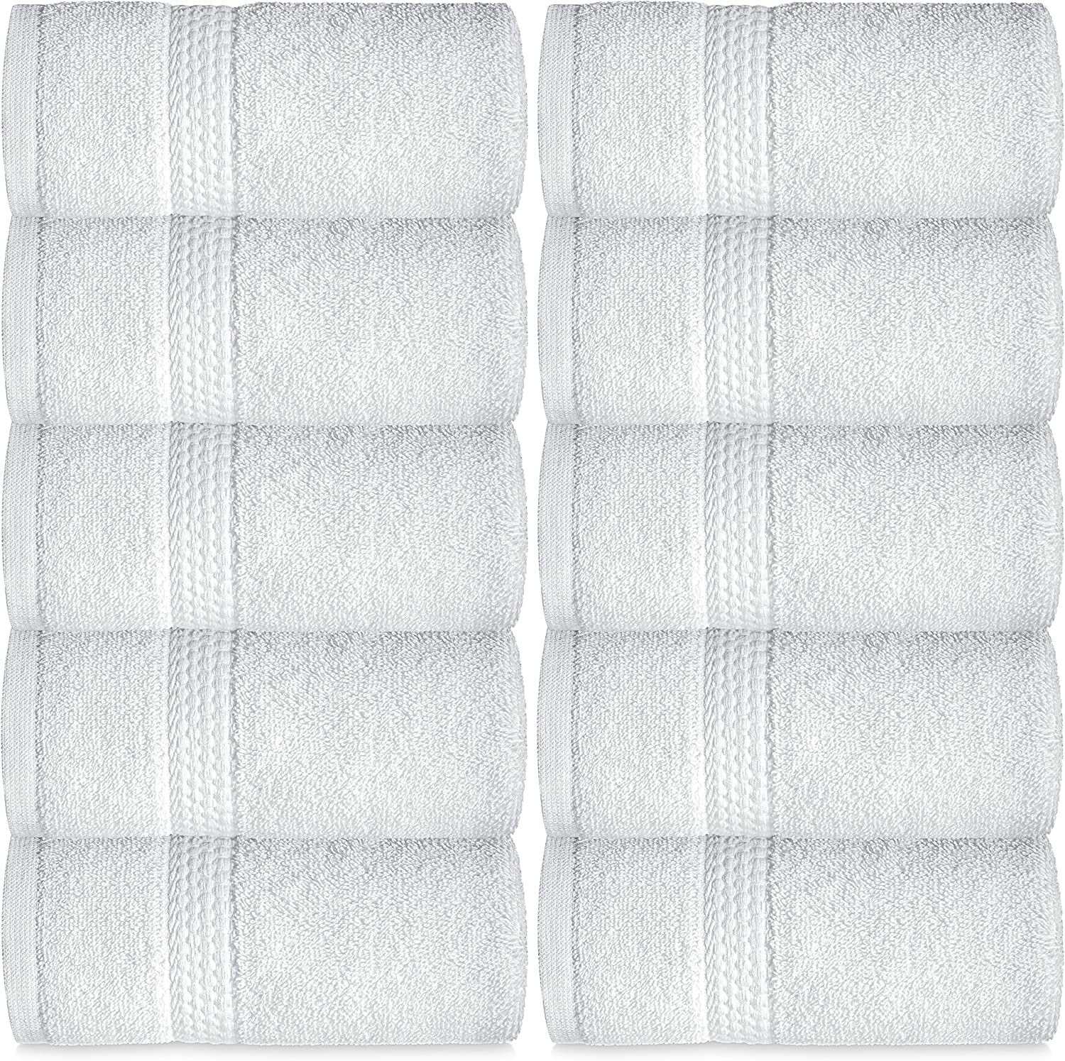 Elaine Karen Premium Cotton Bath Hand Towels for Home, Hotel & Spa, 12-Pack White