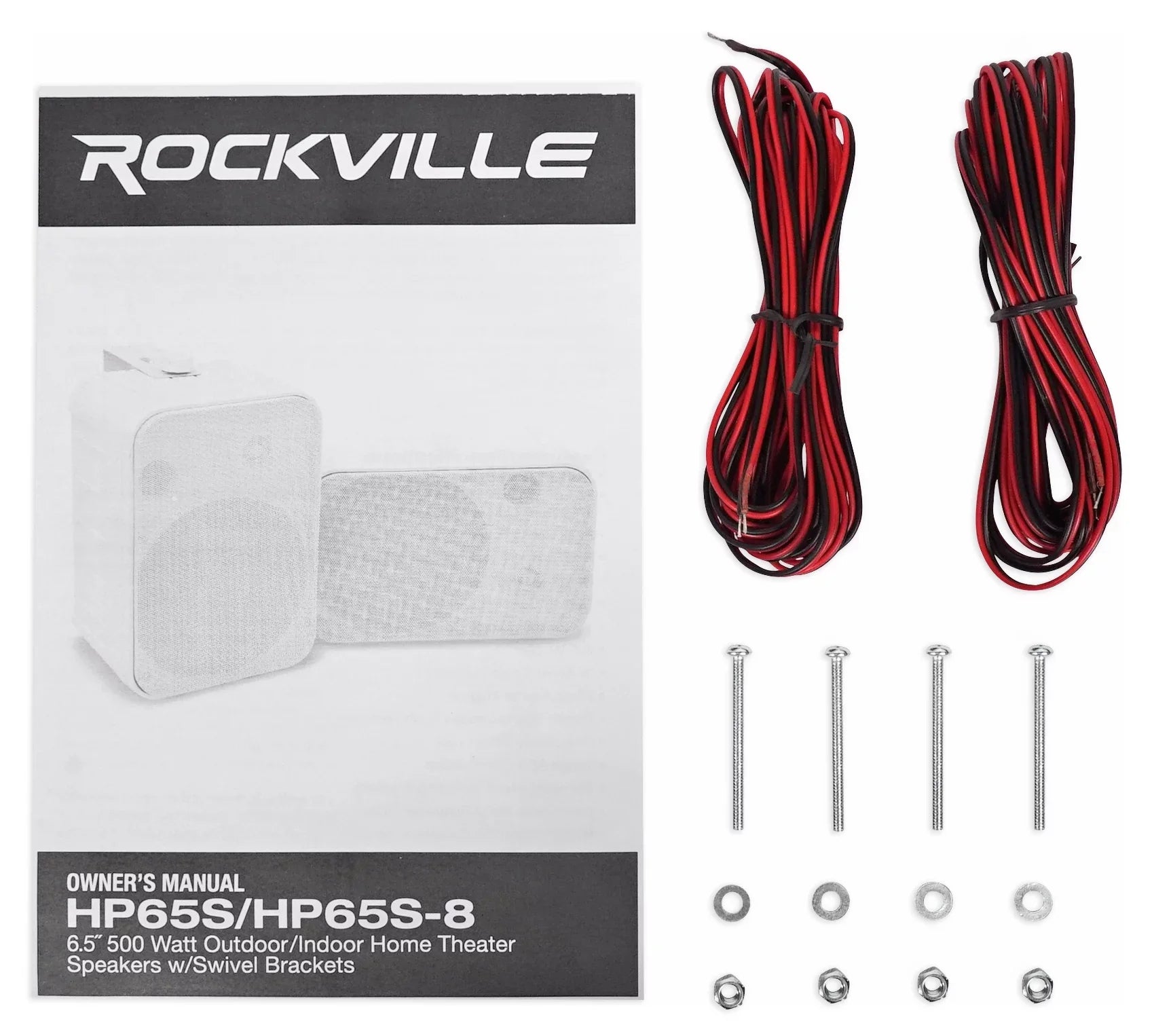 2) Rockville HP65S-8 6.5" Outdoor Patio Backyard Garden Speakers+Swivel Brackets