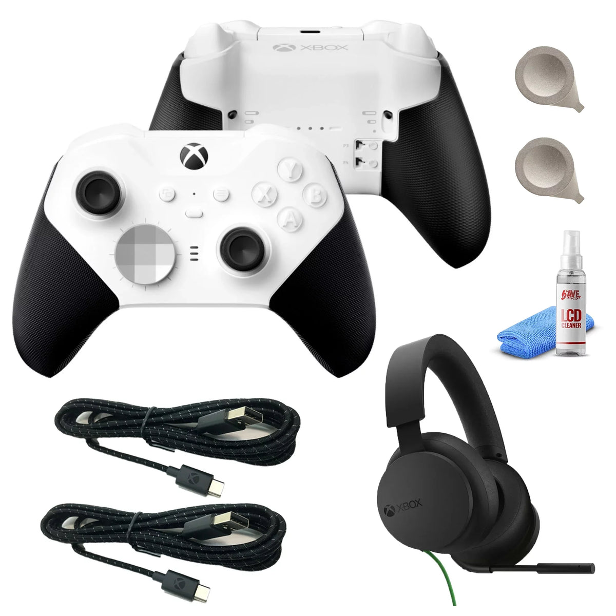 Xbox Elite Series 2 Wireless Controller -White with Xbox Headset & Cleaning Kit
