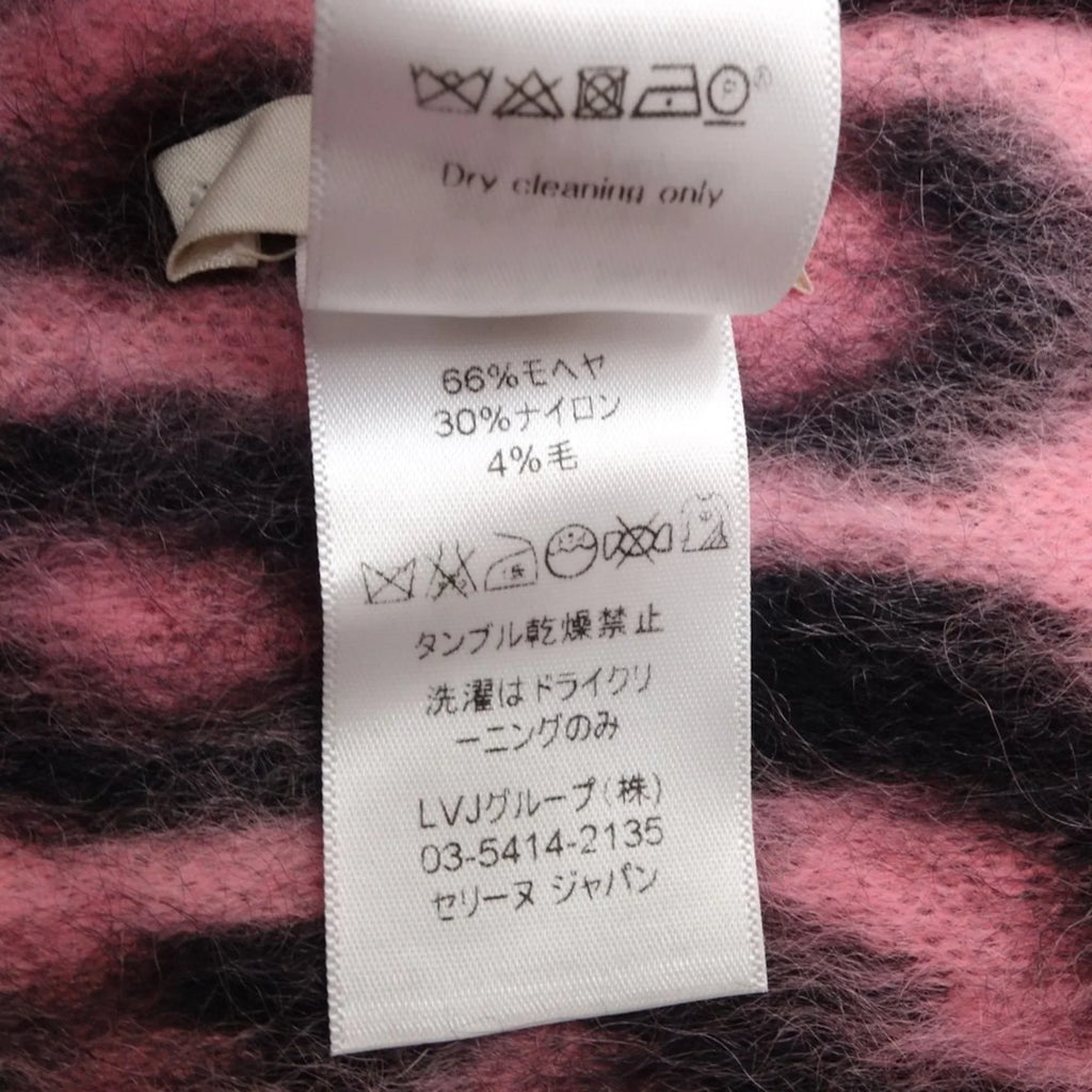 Pre-Owned CELINE Shawl Scarf Leopard Print Mohair x Nylon Pink Black 180357 (Good)