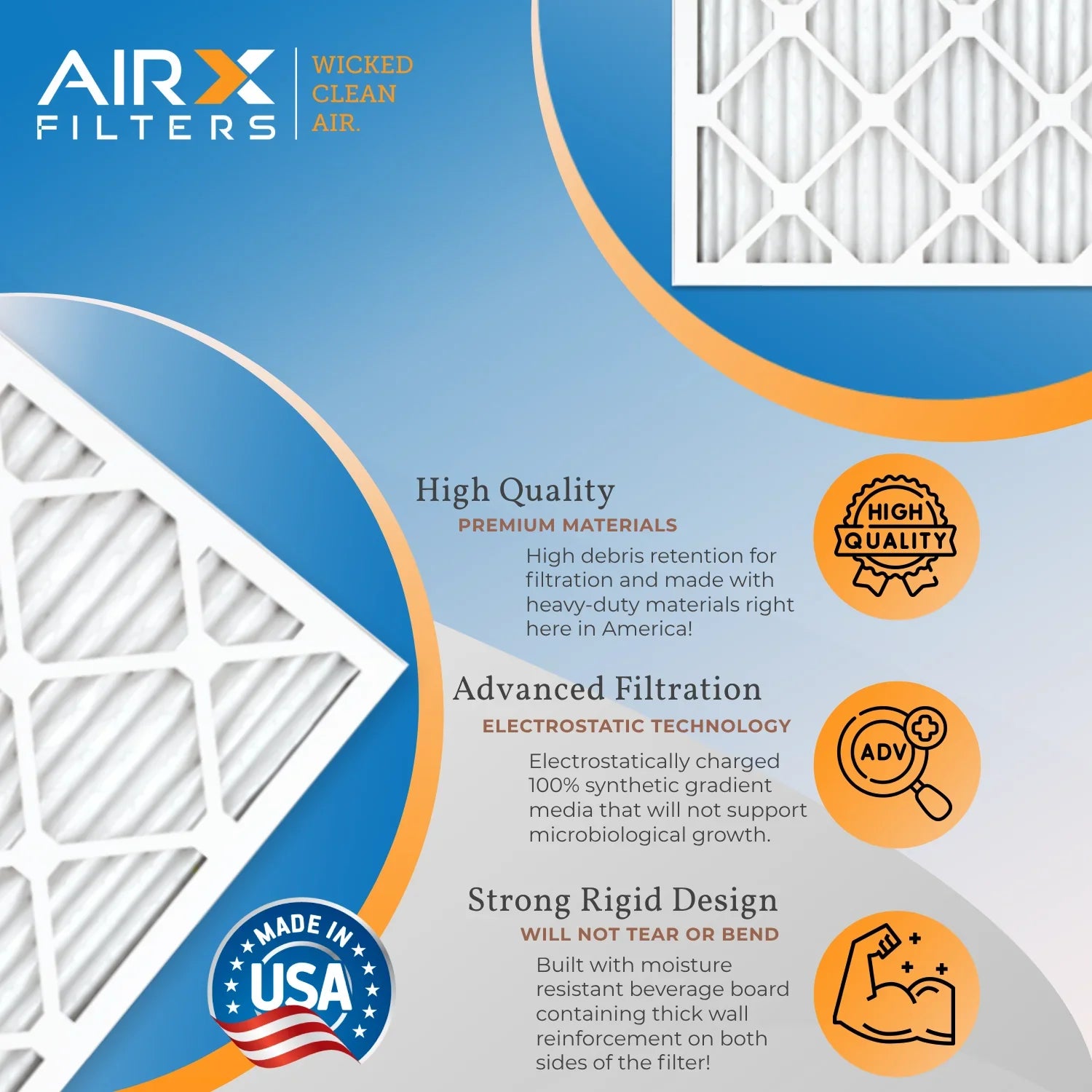 20x25x1 Air Filter MERV 8 Comparable to MPR 700 & FPR 5 Electrostatic Pleated Air Conditioner Filter 4 Pack HVAC AC Premium USA Made 20x25x1 Furnace Filters by AIRX FILTERS WICKED CLEAN AIR.