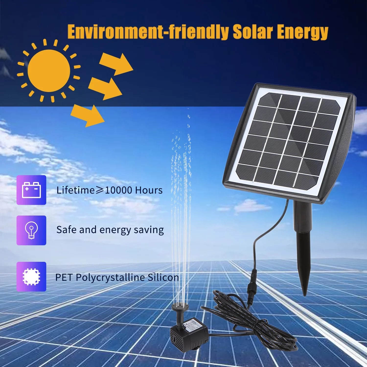 Lixada Solar Panel Water Pump Fountain Pump Adjustable for DIY Birdbath Fish Tank Small Pond Patio Lawn Pool Garden