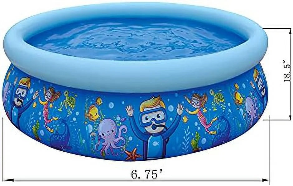 17788 sun club 6.75' x 18.5" 2 to 3 person capacity sea world 3d kids above ground inflatable outdoor backyard kiddie swimming pool, navy