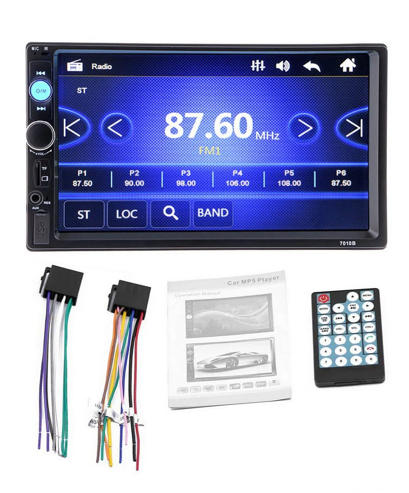Polarlander Double Din Car Stereo Car Audio 7-inch HD Touch Screen Car radio Player Bluetooth with Multimedia SD USB FM AUX MP5/4/3 Mirror Link Function