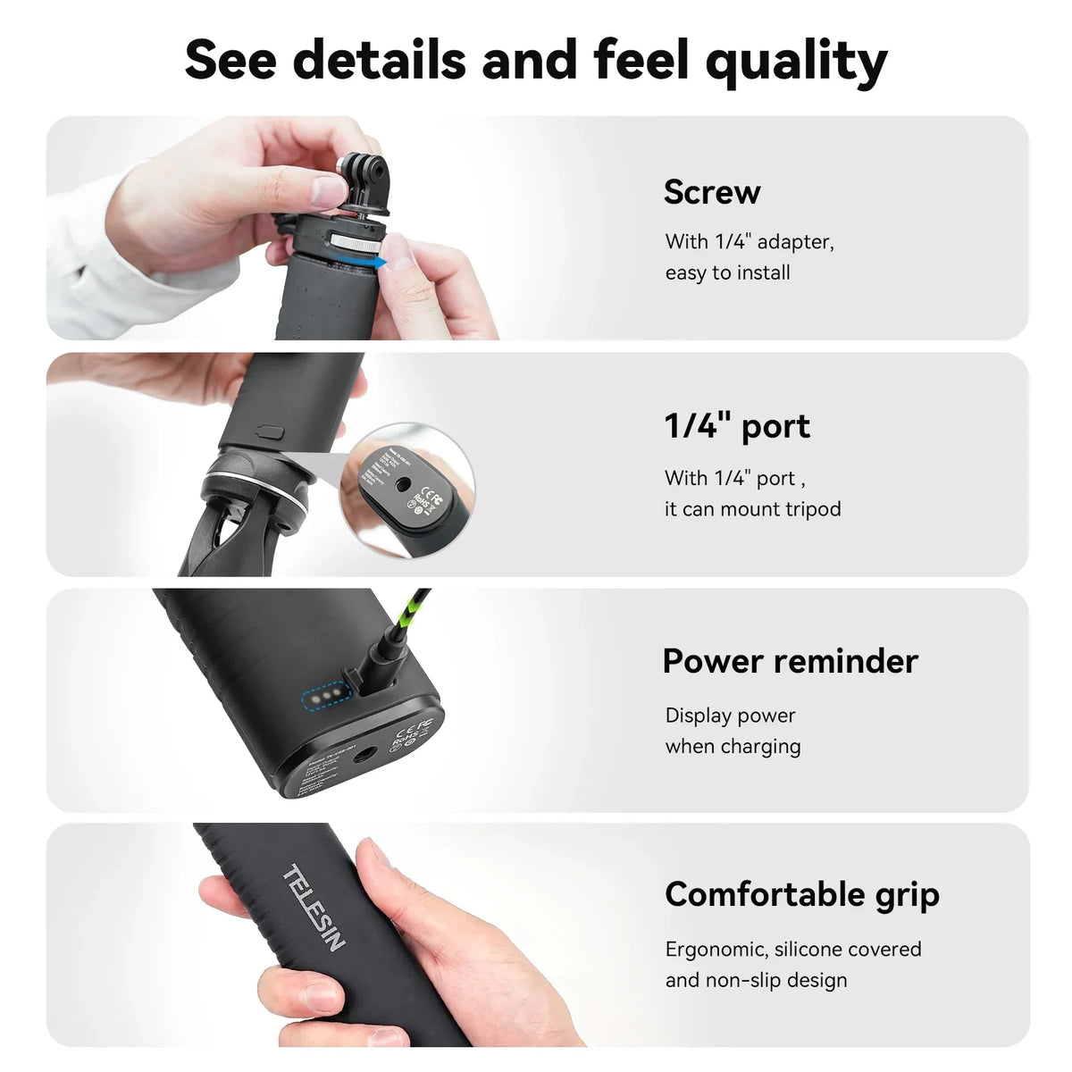 Selfie Stick,Pole With 1/4 With 1/4 Inch Stick Pole With Te-css-001 Reable Stick Stick Pole 1/4 Inch Screw Stick /pd3.0 Qisuo Dsfen Laoshe