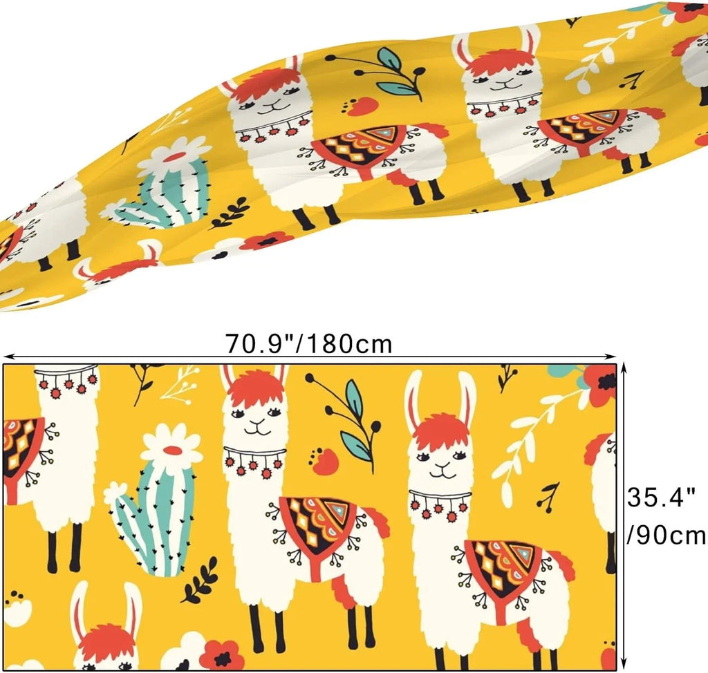 Hyjoy Lovely Llamas Flowers And Cacti Long Silk Neck Scarf Lightweight Shawl Wrap Scarves for Women Girls