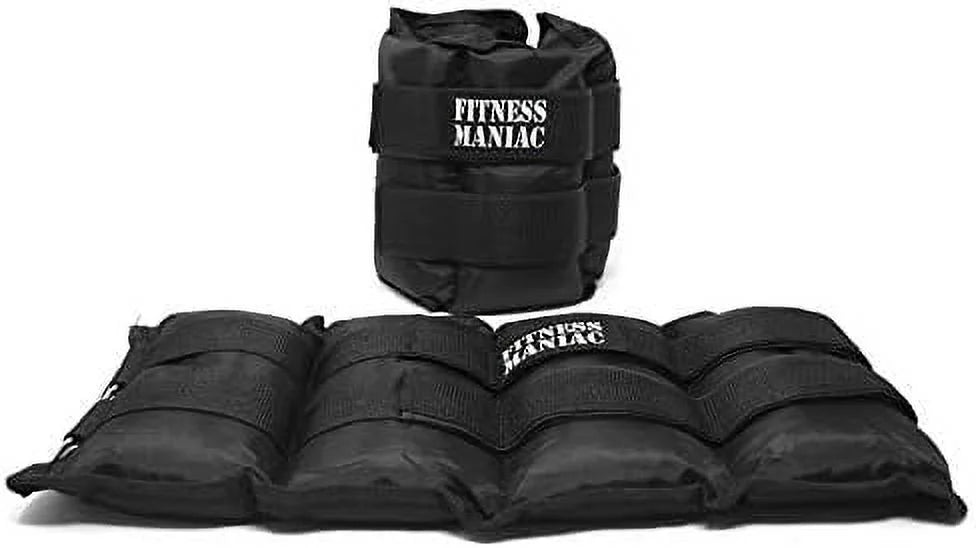 pro ankle weights 1 pair double straps heavy weight, 16 lbs (8 pounds per ankle) premium durable set for gym, workout, walking, ab, leg and glute exercises for men women