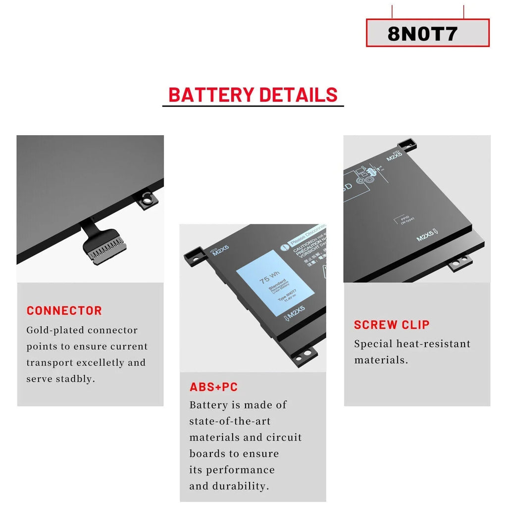 New 0TMFYT 8N0T7 Laptop Battery For Dell XPS 15 9575 P73F Precision 5530 2-in-1